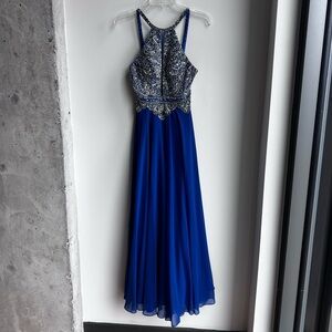 Tiffany Designs Blue and Silver Prom Dress Size 0
